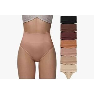 NWT Earthtone Colors, 7 Pair Seamless High Waist Thong Women Size M